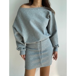 Casual Loose Sweatshirt Short Skirt Setup 125079
