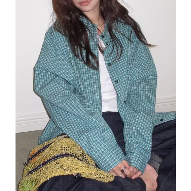 トラッドチェックルーズシルエットシャツ 1col   R01832