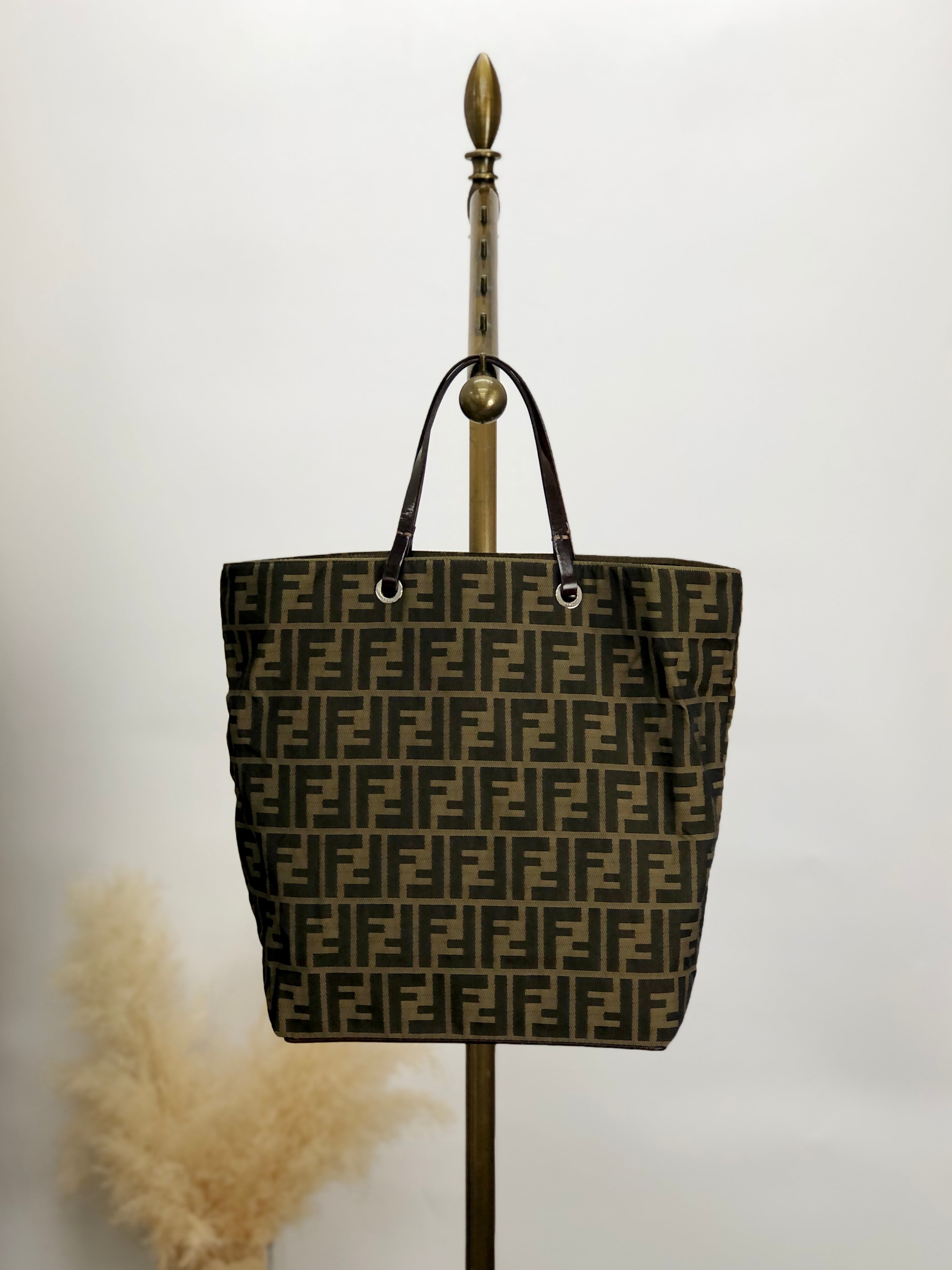 FENDI フェンディ ズッカ トートバッグ ブラウン ジャガード vintage