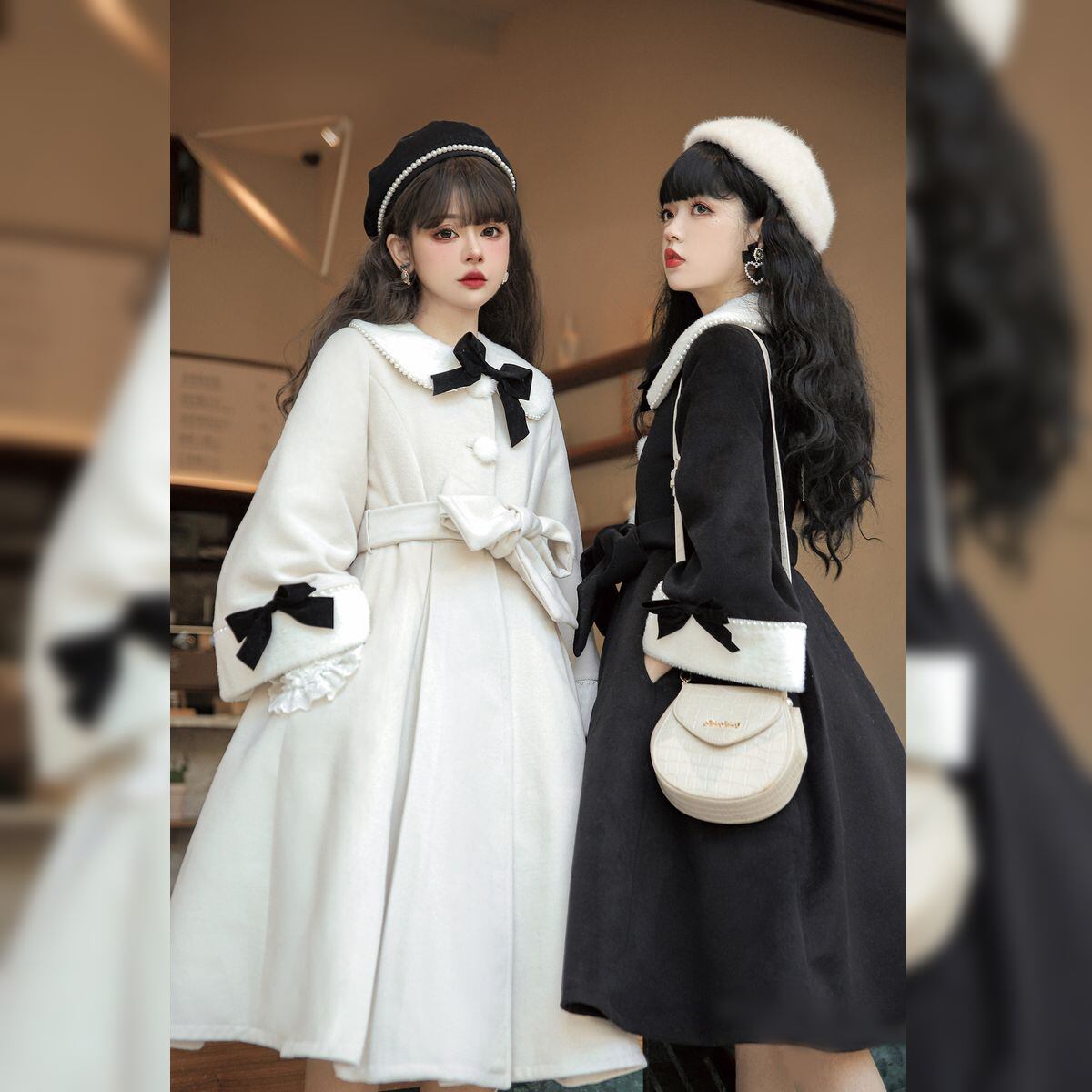 リボンベルト付きファーコート | Maiden 