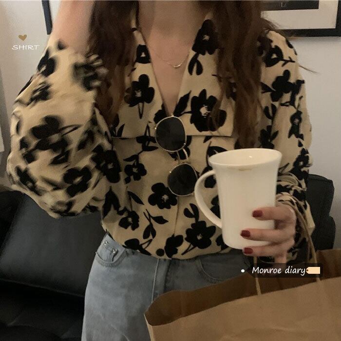 スタンダードシャツ ジャケット スプリングブラウス ロング レトロ 春物 モンロー1838052824