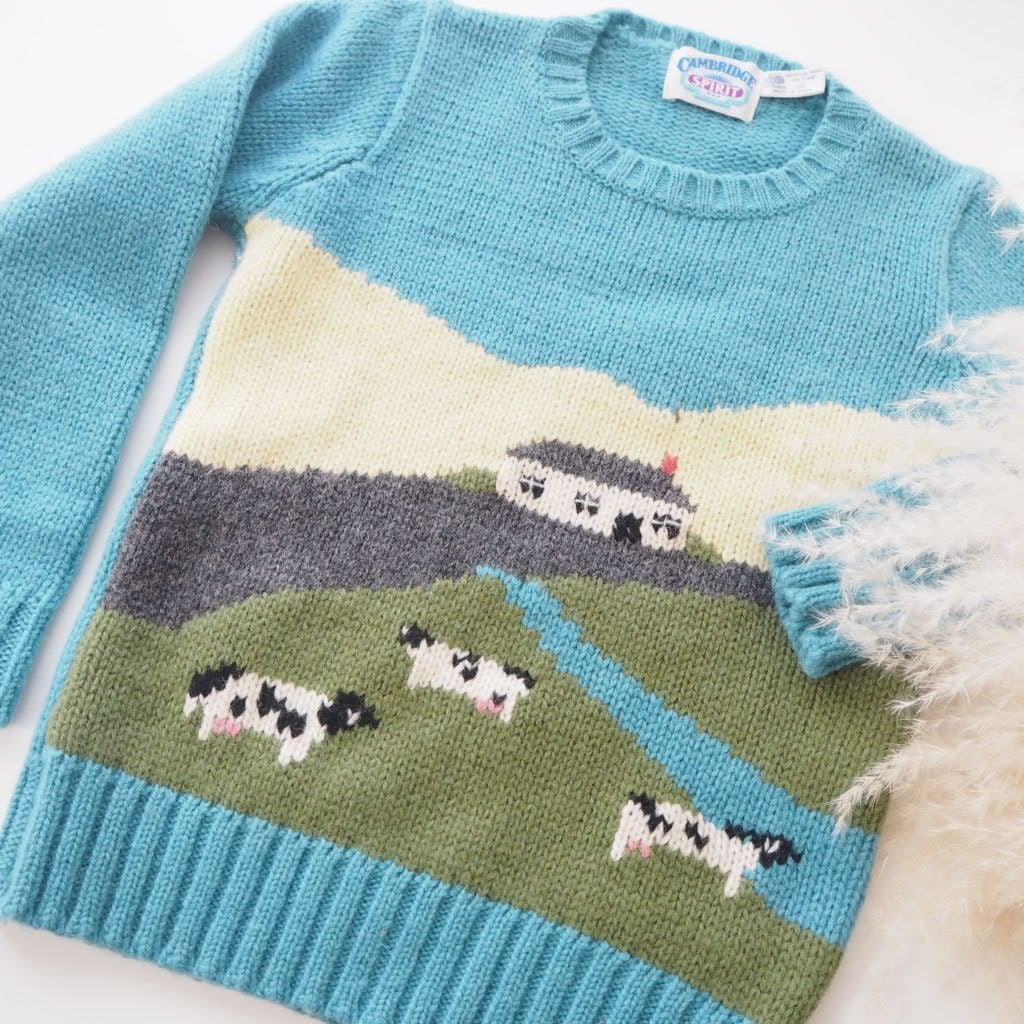 vintage 80`s farm&cow sweater/ヴィンテージ 80年代 牧場 牛 セーター