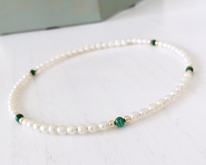 淡水パール グリーン天然石 チョーカー ネックレス