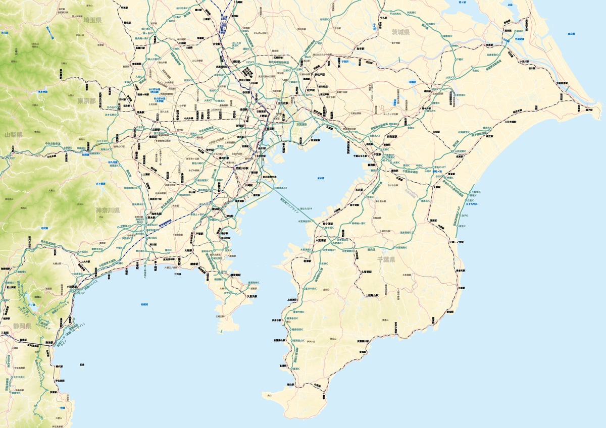 関東広域地図（フル情報） | 地図素材ならMAP DATA STORE｜地図データ・白地図の販売