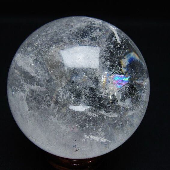水晶 丸玉 虹入り 70mm スフィア 置物 水晶玉 一点物 151-8711