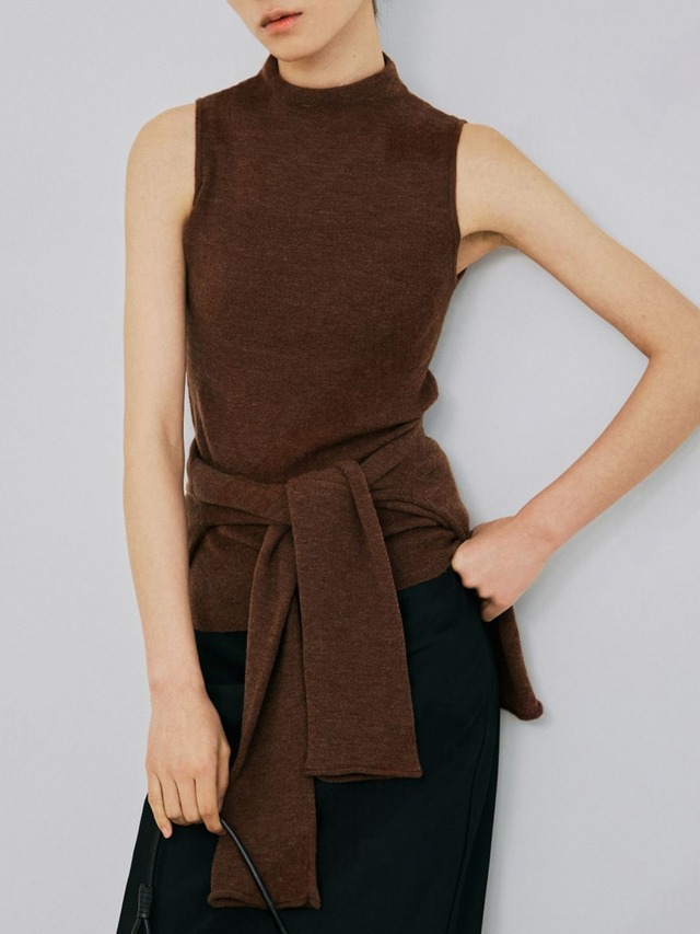 Alpaca Blend High Neck Knit Top