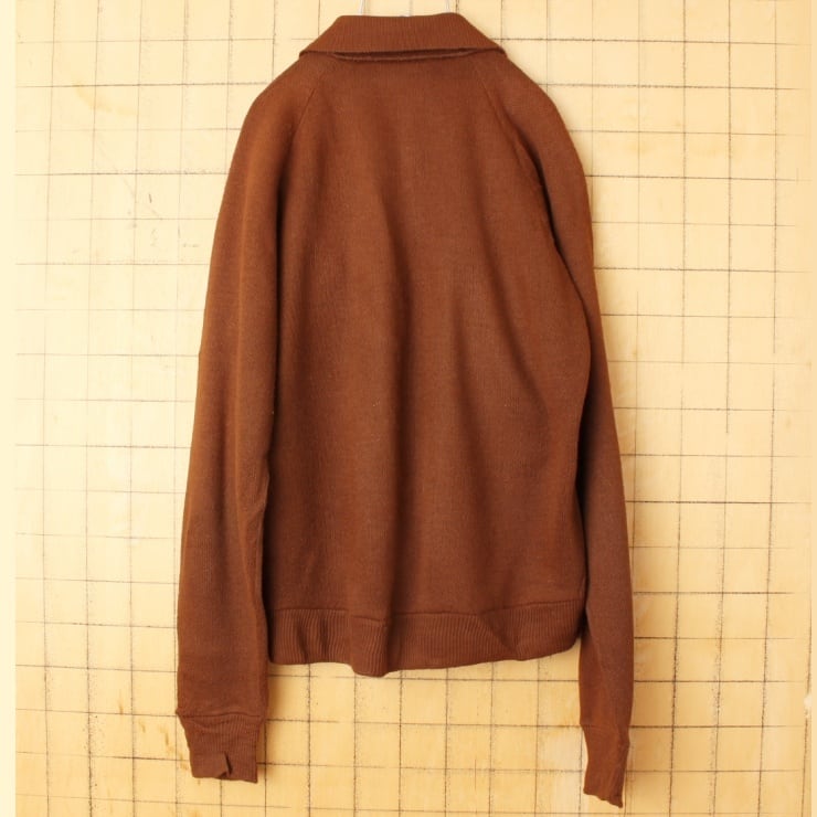 90´s shetland workshop ジップアップ綿ニット 美品-