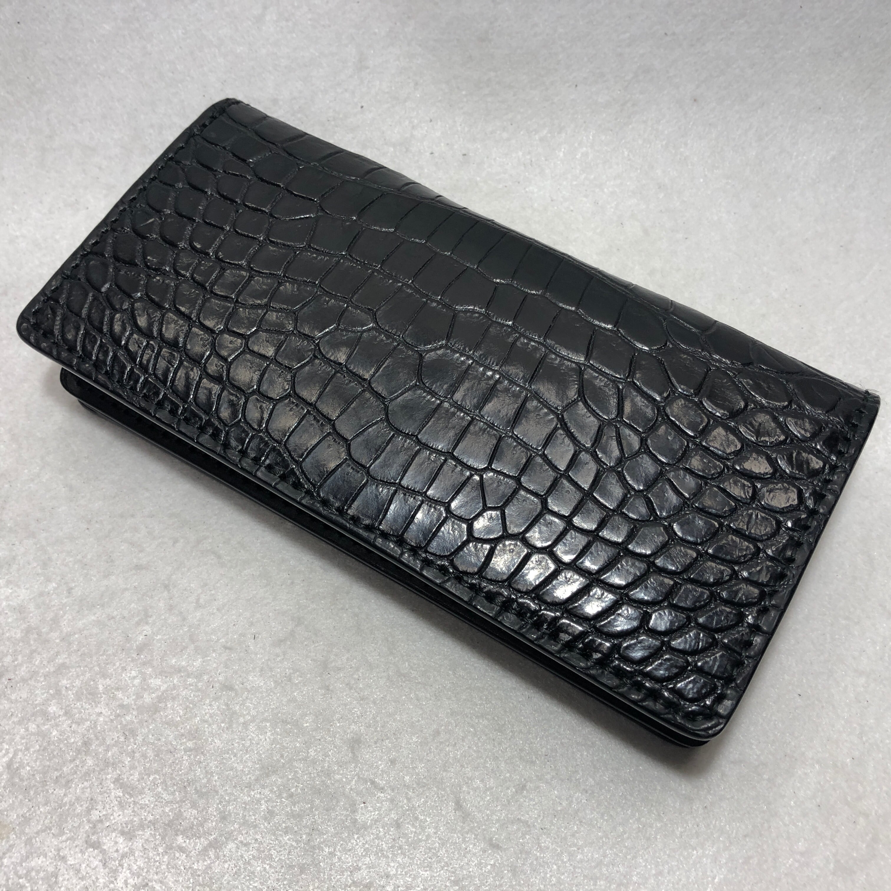 173 スモールクロコダイル長財布1 肚クロコ顎下 半艶ブラック | Dolce 