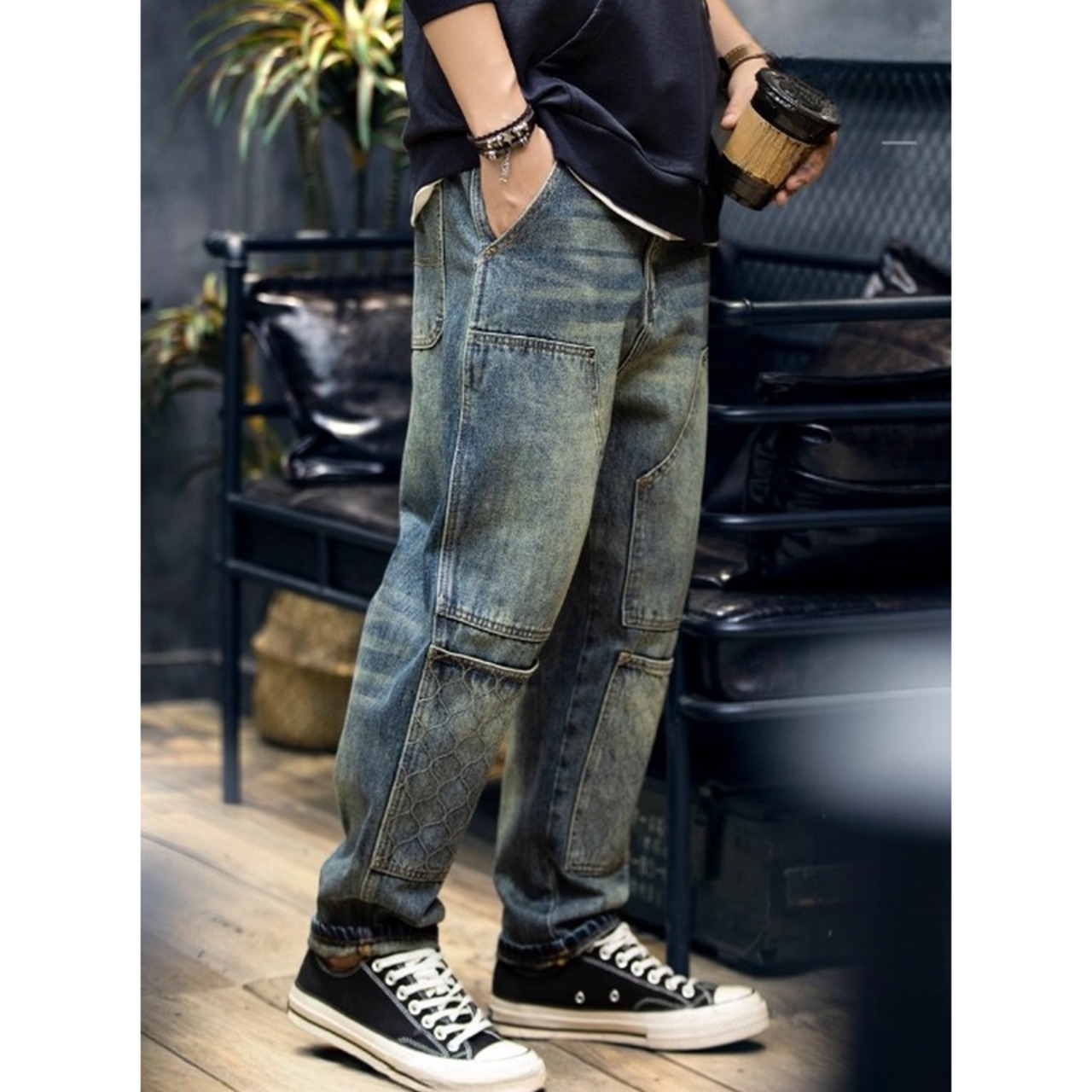 パッチワークデザイン デニムパンツ 10170