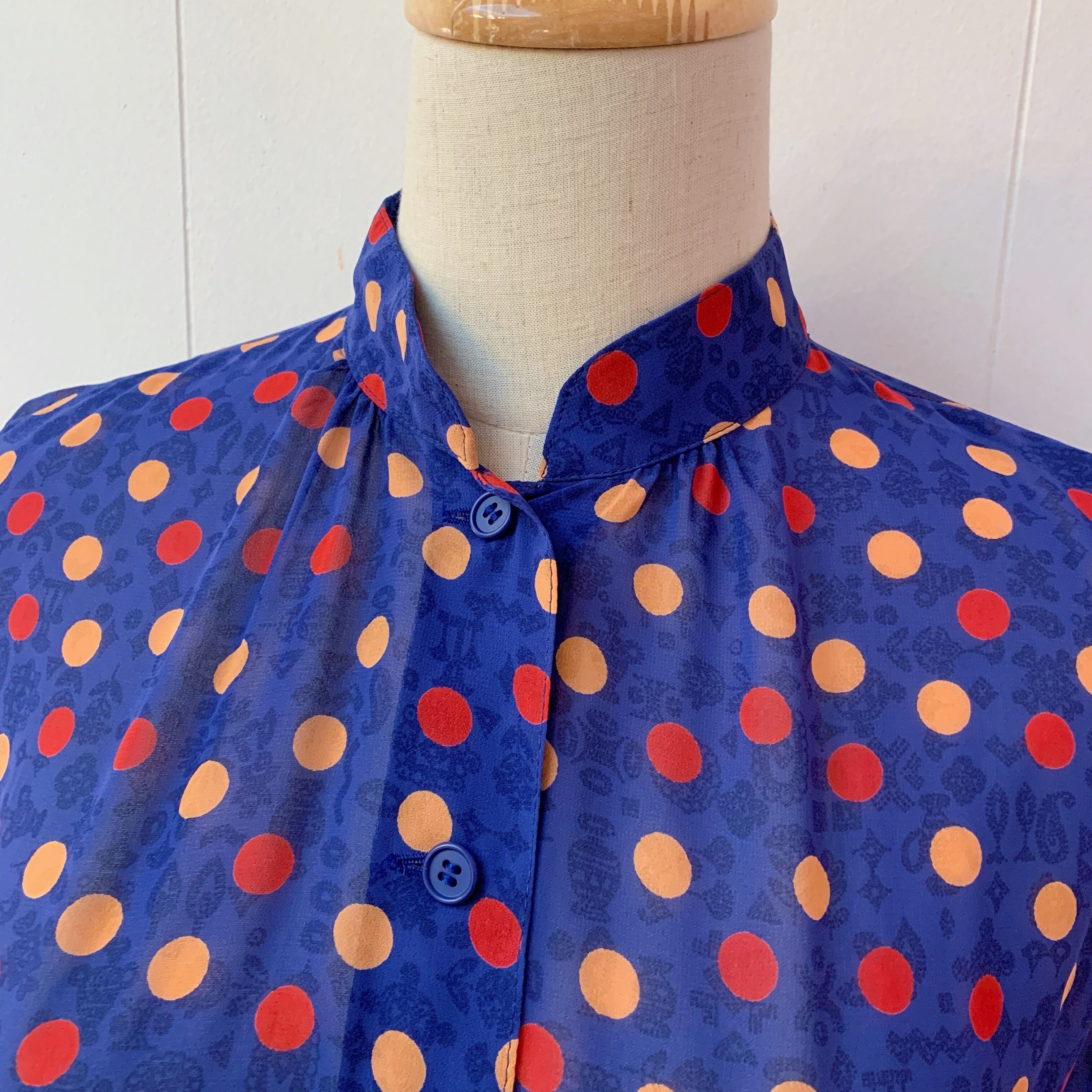 pop coin dot blue sheer one-piece