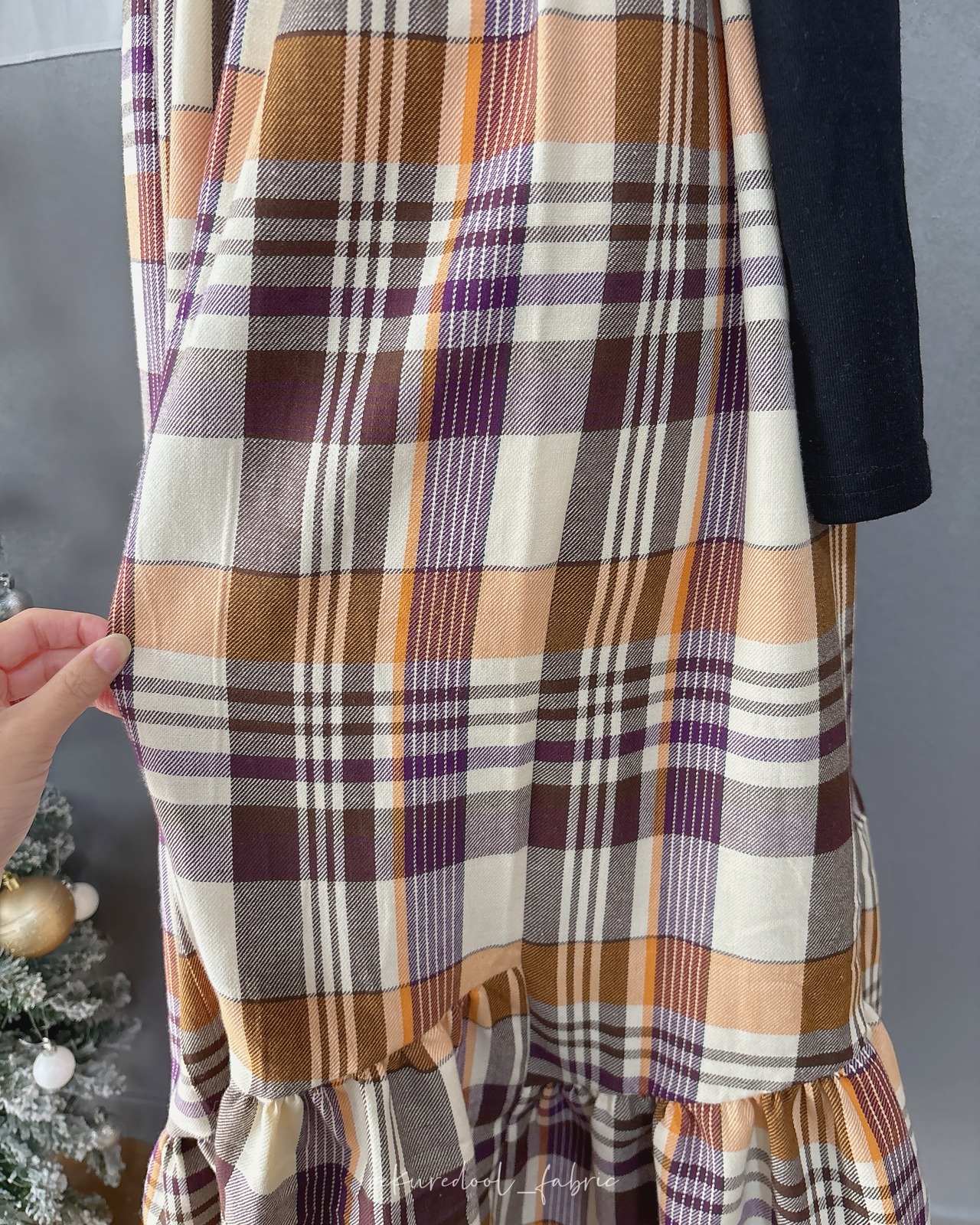 ★CT367◆3m◆ラスト1点‼◆綿100%マドラスベビーツイル生地◆ブラウンベージュ系◆製作事例あり