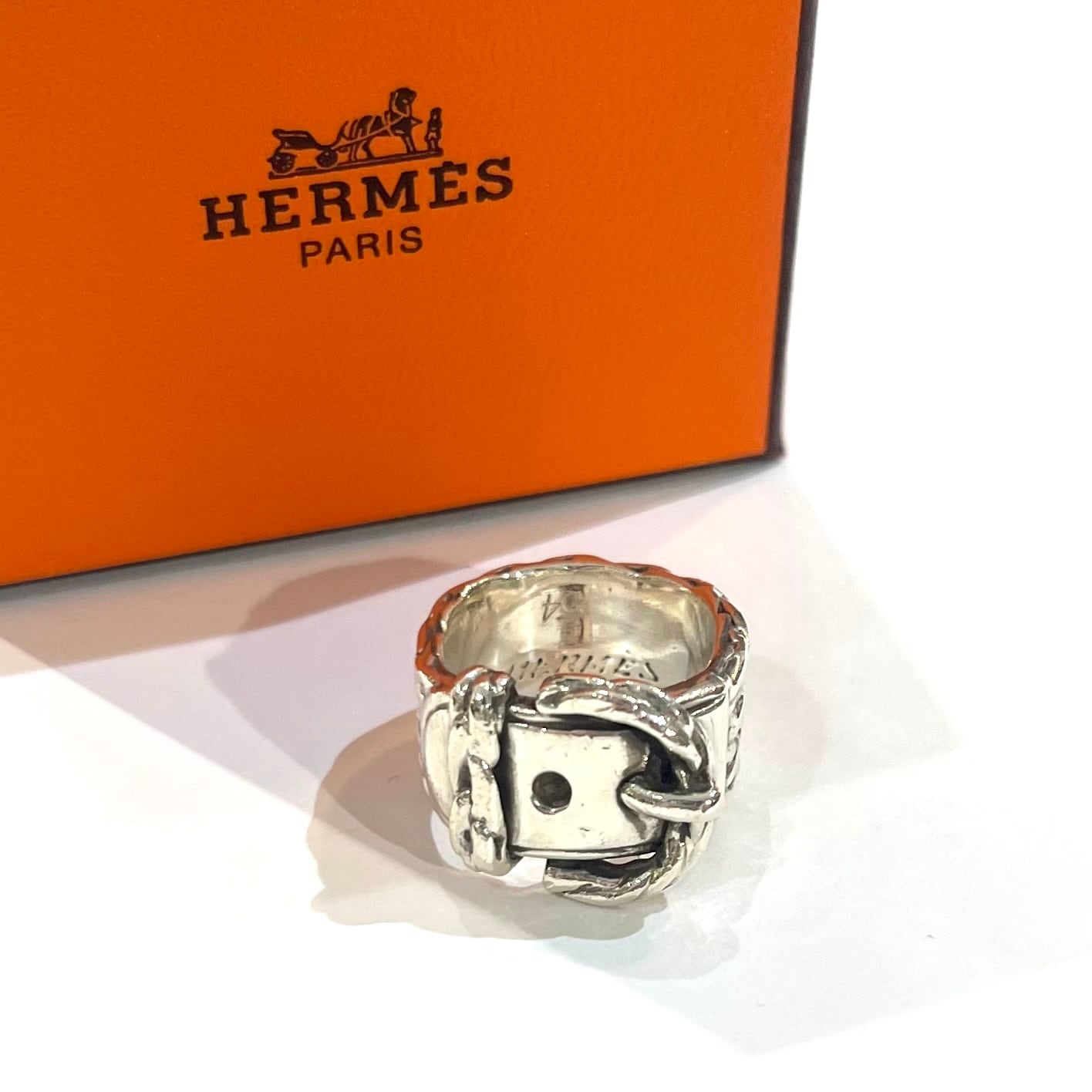 希少サイズ【HERMES】【14.5号54】2463 Diane Ringベルト リング