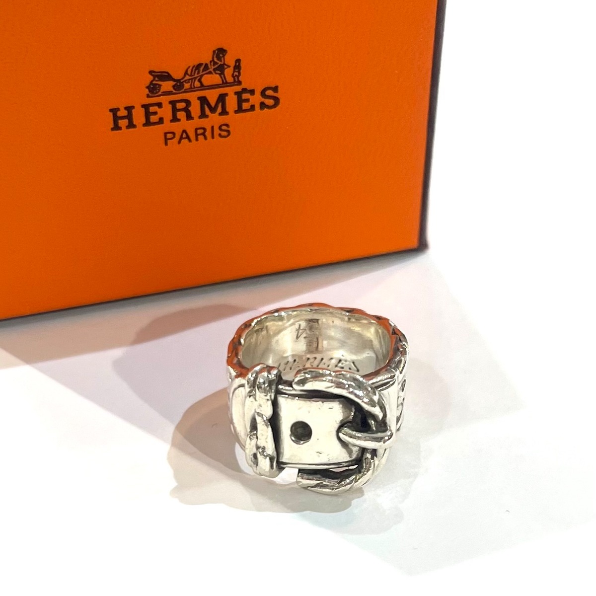 希少サイズ【HERMES】【14.5号54】2463 Diane Ringベルト リング 