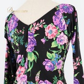 社交ダンス 衣装 チャコット Chacott ツーピース セットアップ 上下セット トップス スカート 黒 花柄 伸縮 レッスン パーティ 発表会 日本製 ブラック系 パープル系 ブルー系 動きやすい おしゃれ デザイン フェミニン 上品 レディース コスチューム ダンスウェア ステージ衣装 パフォーマンス用