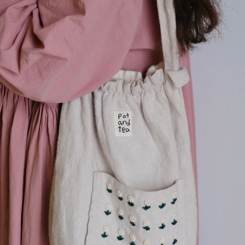 2色/小花刺繍の巾着バッグ ・11963