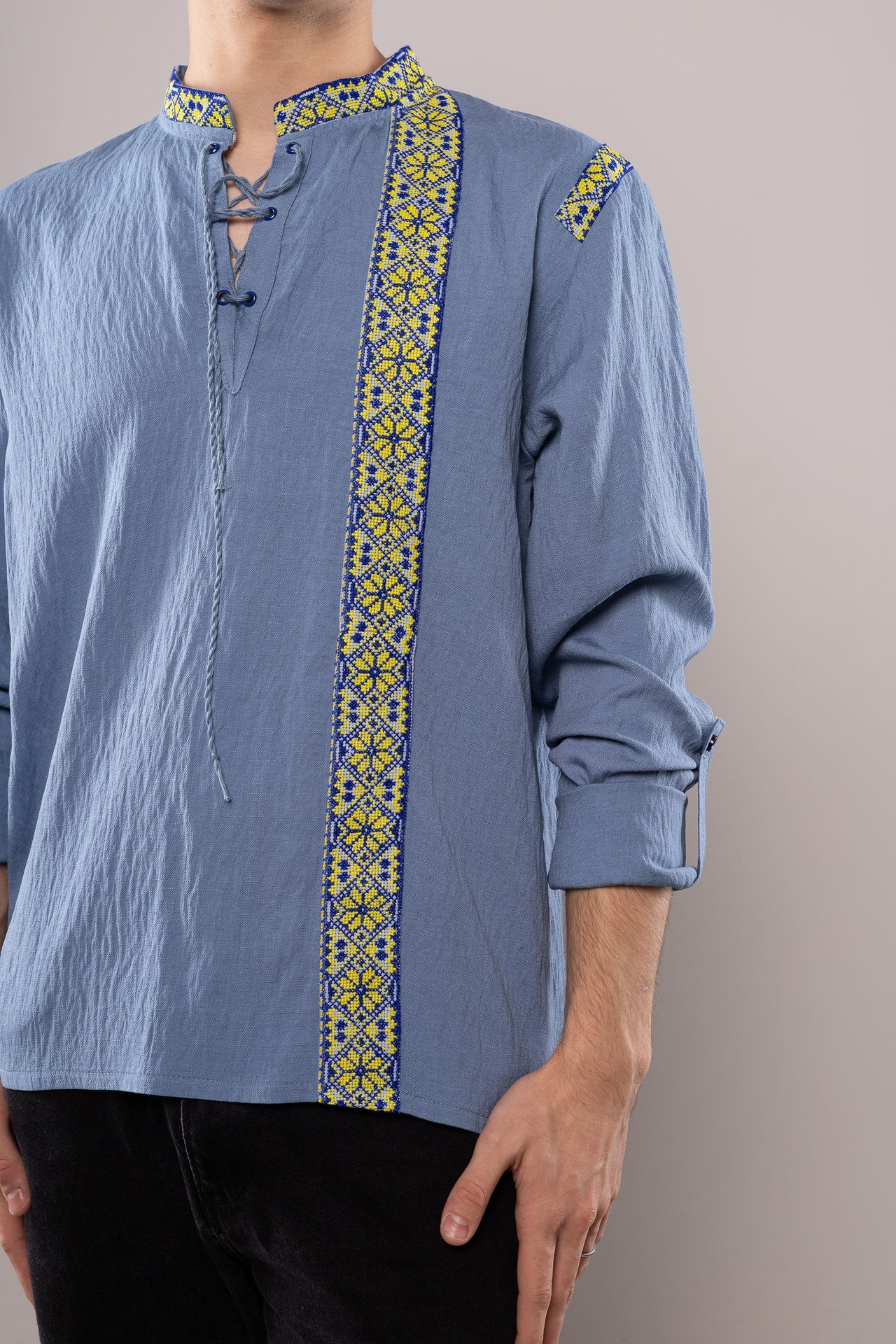 ウクライナ刺繍ヴィシヴァンカ　クロスステッチ手刺繍　Lサイズ　メンズ - 5