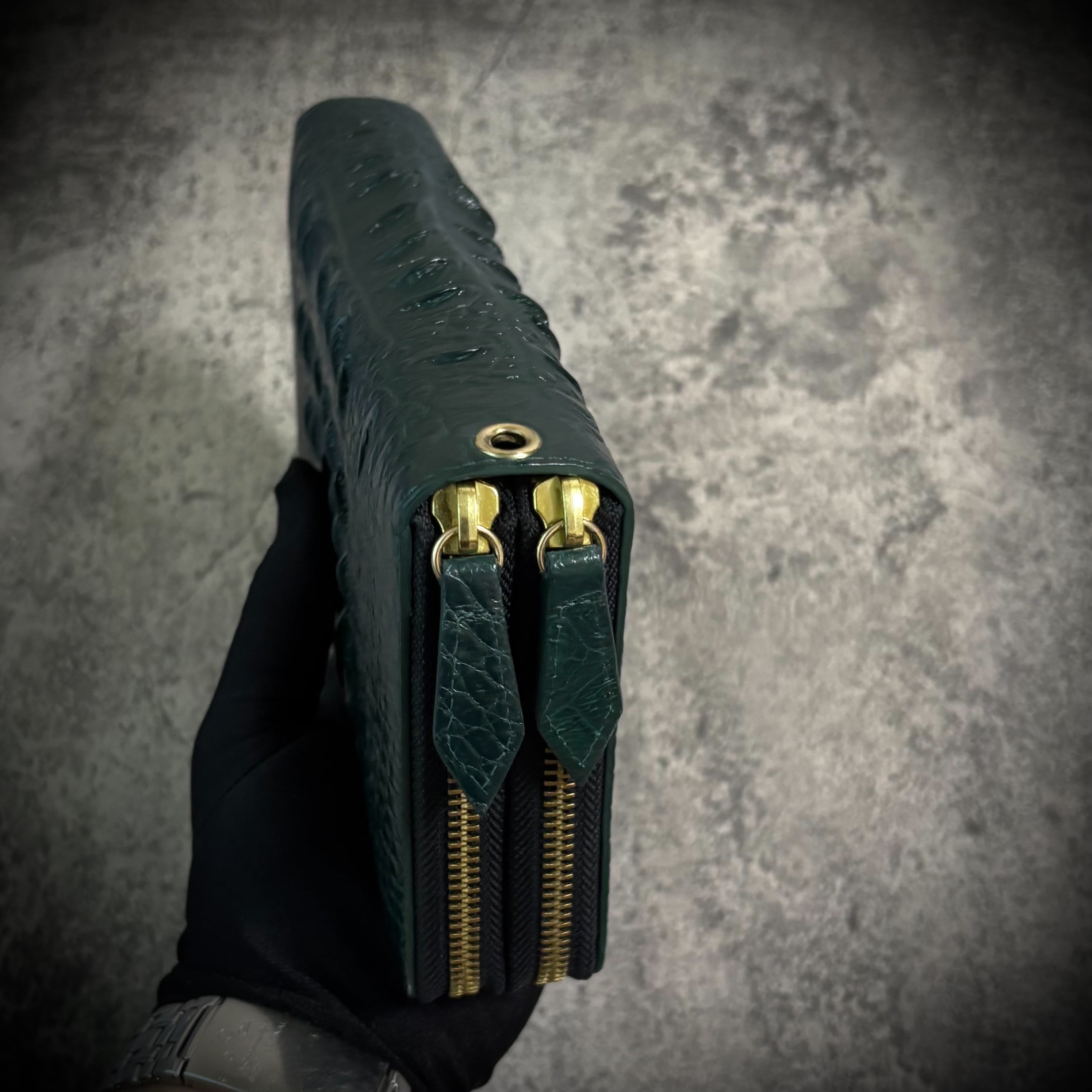 クロコダイル ダブルジッパー メンズ財布 ダブルファスナー 長財布