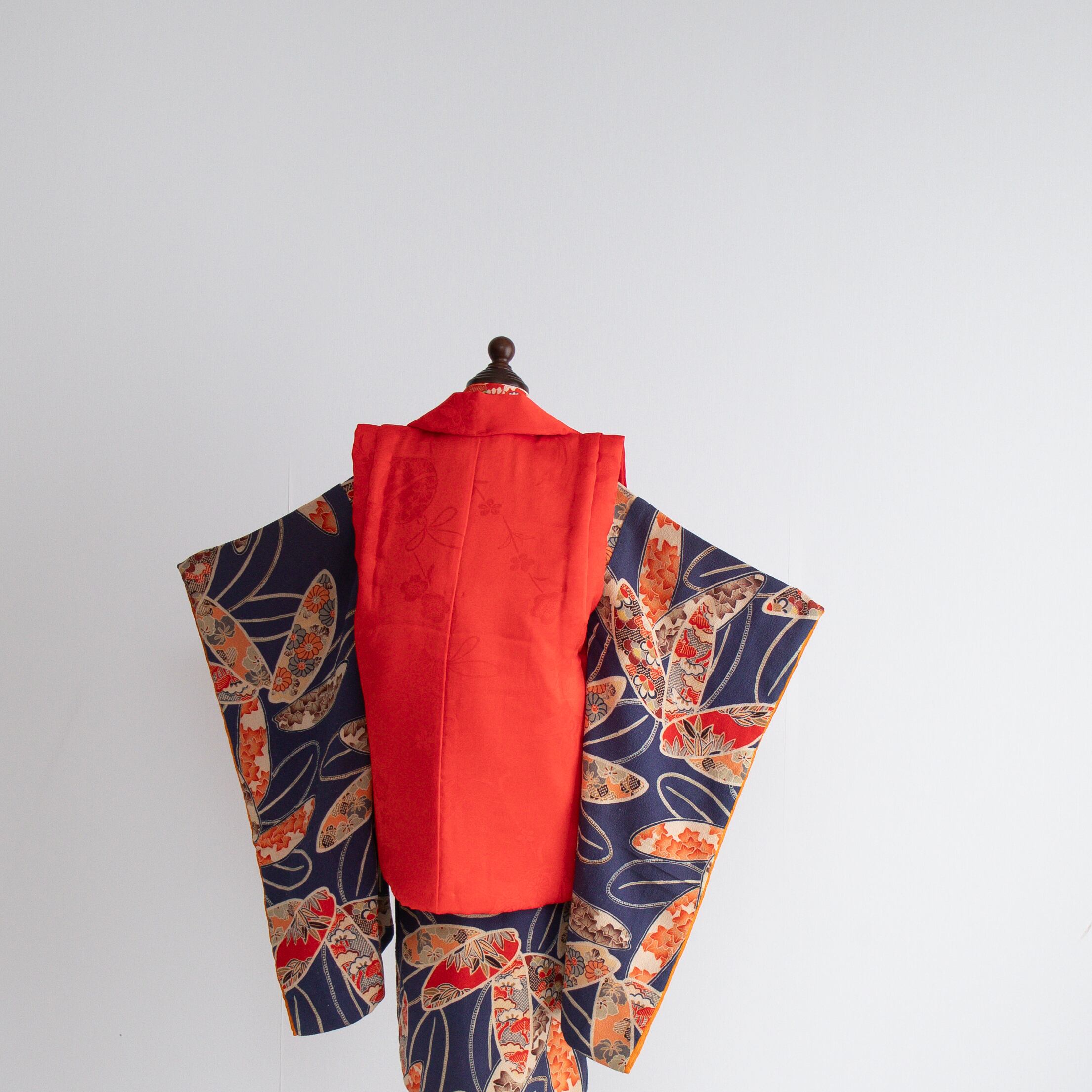 女の子被布style 『紺』/SA3025 (対応身長目安 85㎝~95cm)