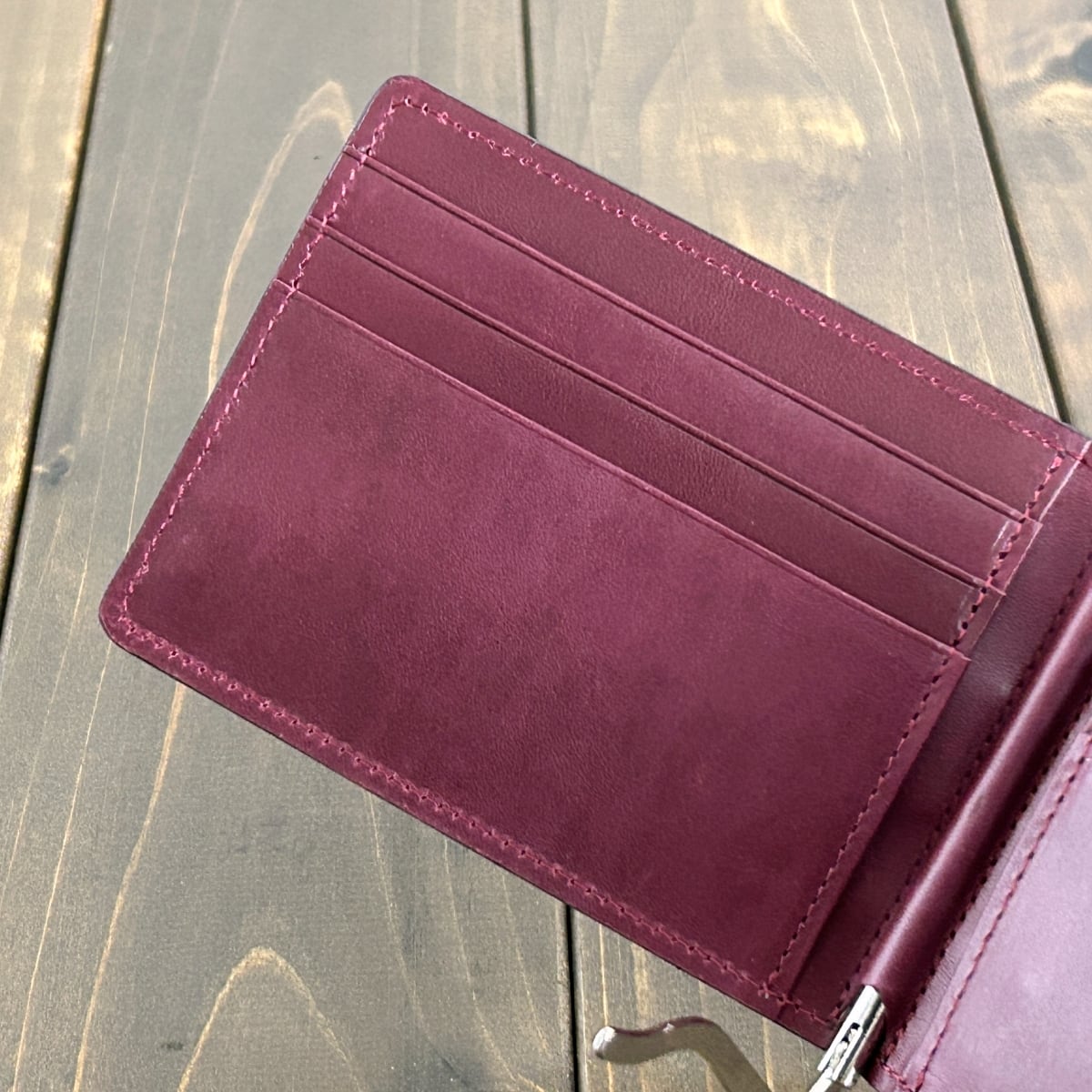 クロコダイル マネークリップ ブラック × ワイン | CUERO DELICADO