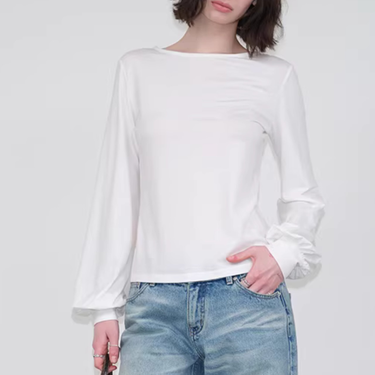 パフスリーブ クルーネック カットソー 00195・画像3