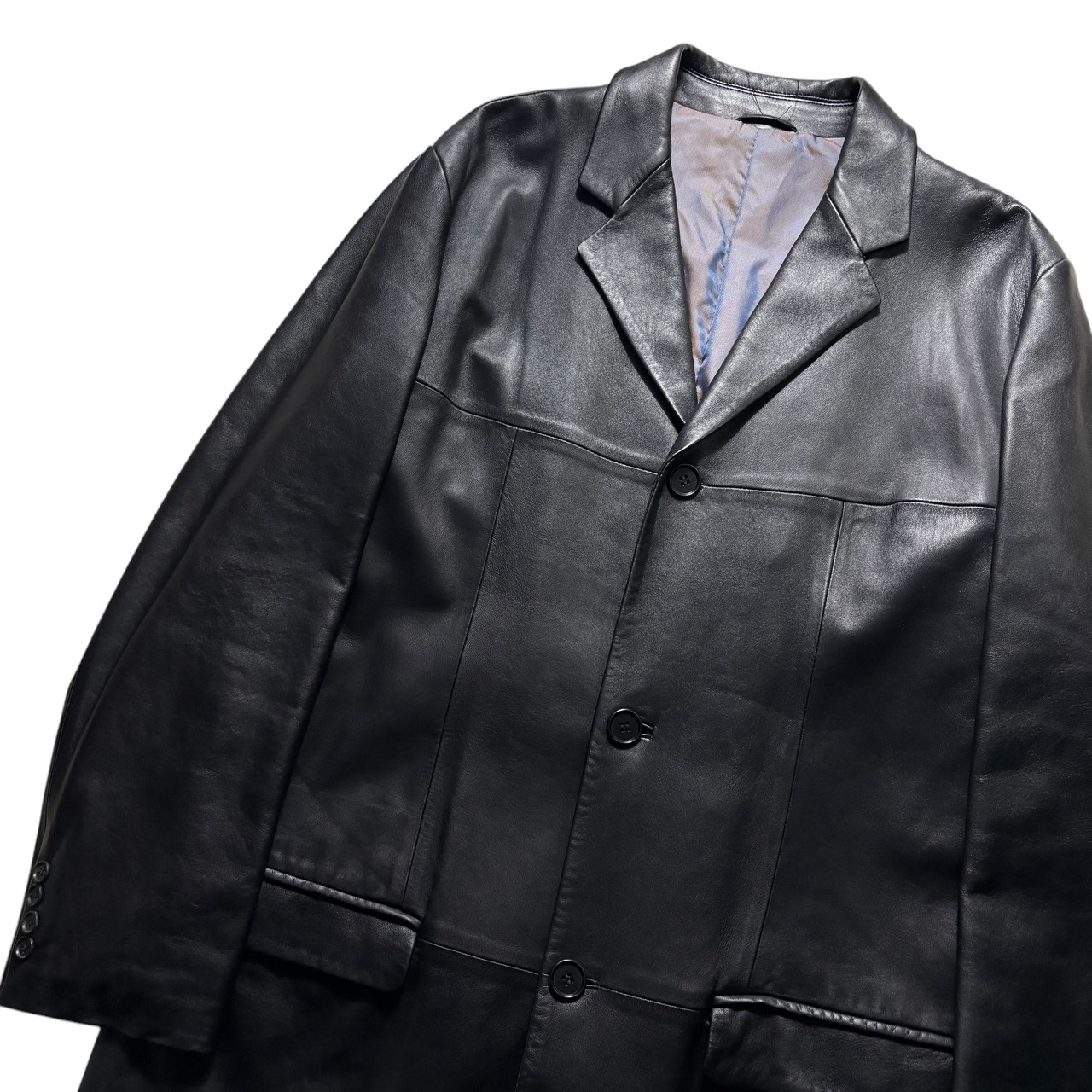 vintage VERRI black leather long coat