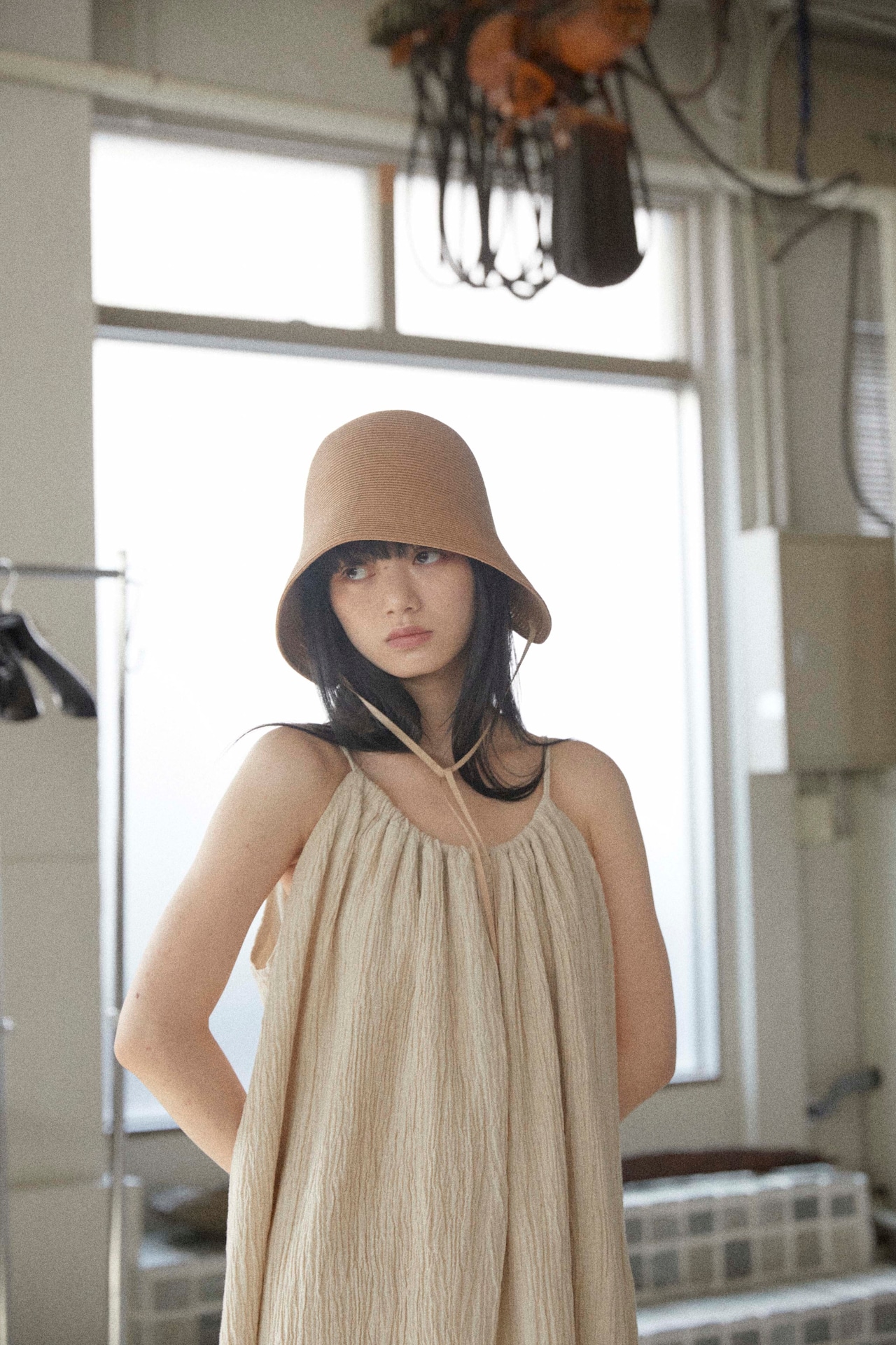 DU250530 linen pleats camisole one piece【残り僅か】