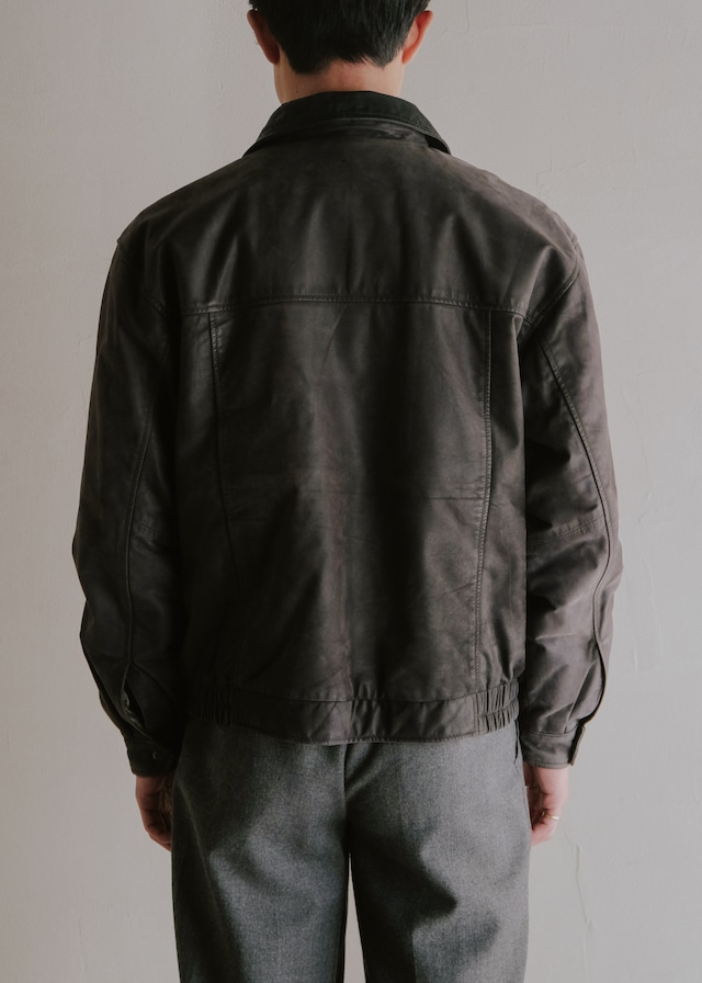 90's faded cow leather zip up short blouson