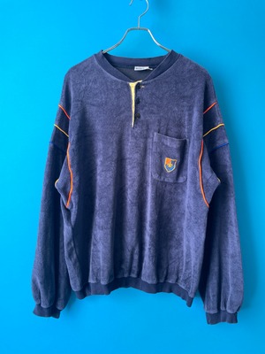 Three lines towelling henley neck