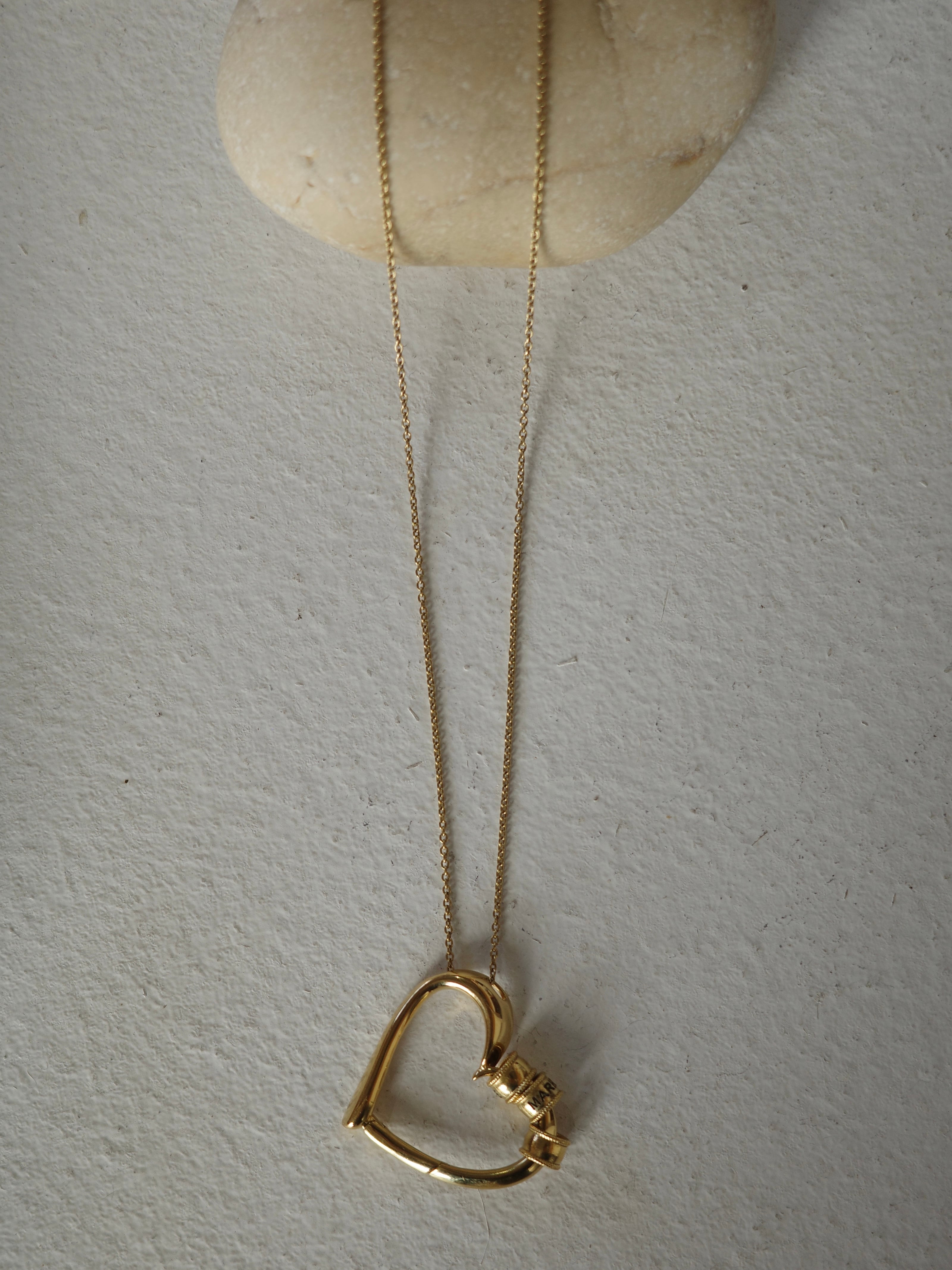 〈vintage silver925〉open heart gold pendant