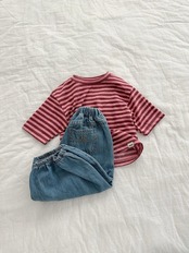 【取寄/韓国直送】minirobe 26/AT コジストライプ7部Tシャツ|秋服|韓国子供服