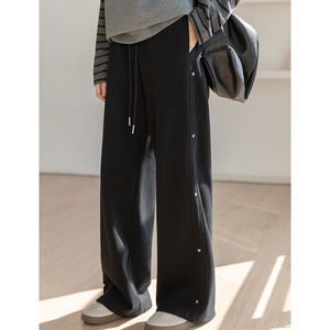 side button wide sweatpants