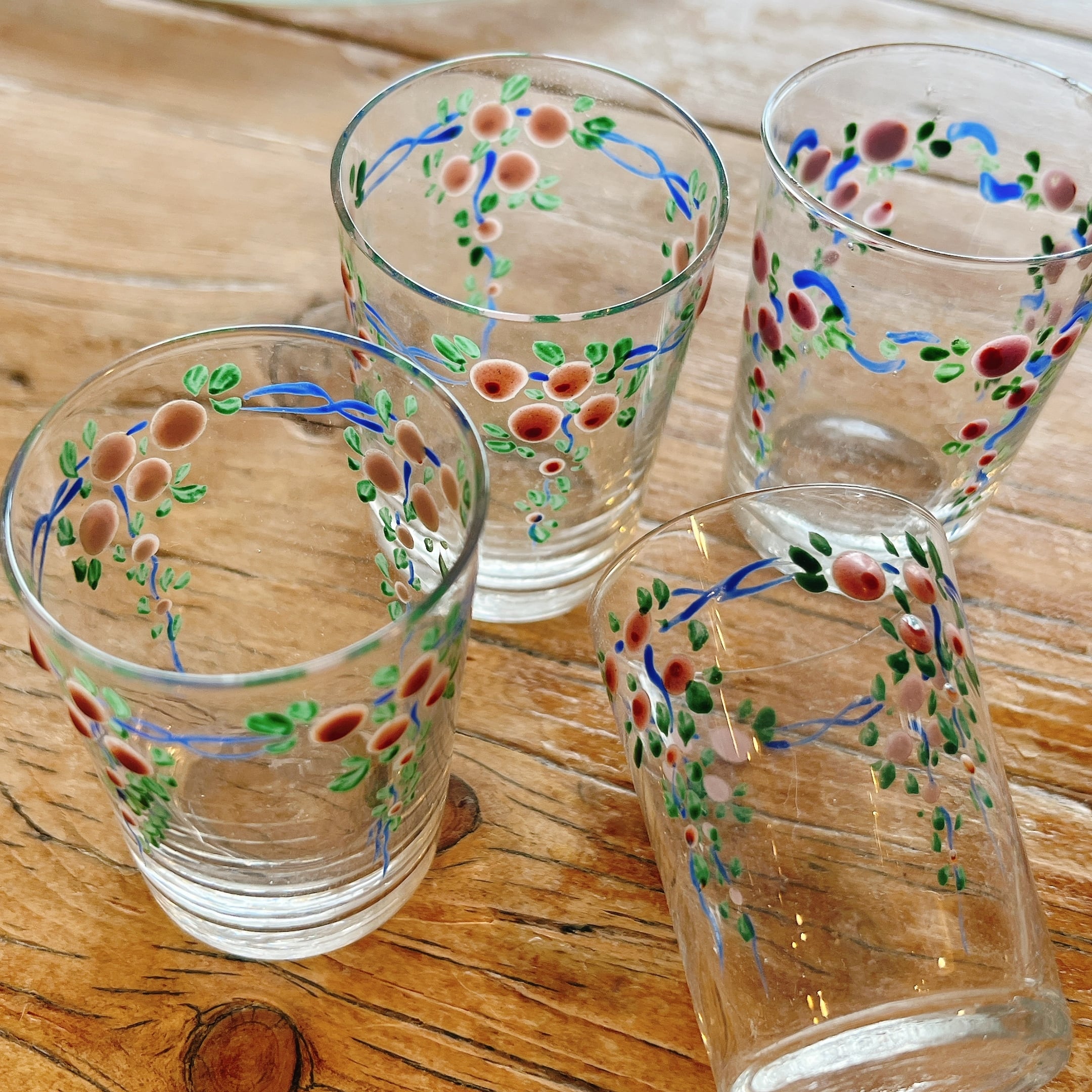エナメル手描きの花柄が可愛いリキュールグラスSET | gc.brocante