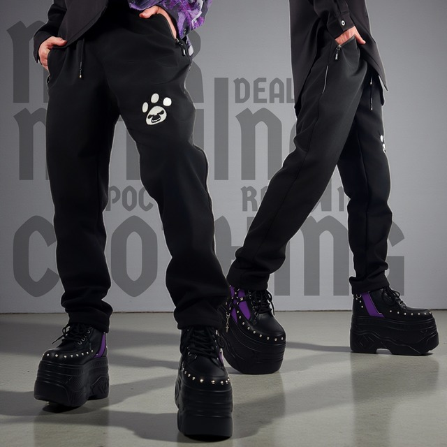 裏地防寒もこもこZIPポケットスウェットパンツ【足跡DESIGN】