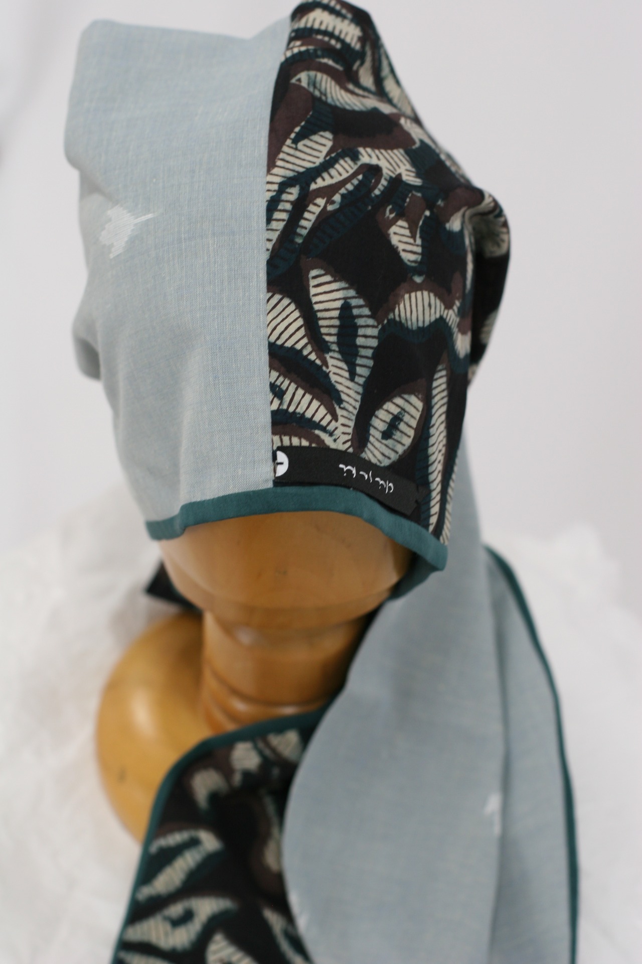 【chisaki】Sumi スミ / Brown batik×Greige・Black flower×Forest green