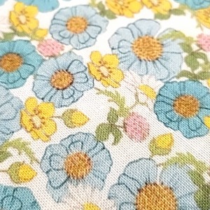 USAコットン Belle & Boo  Sunshine & Sandcastles シーサイドフラワー ブルー