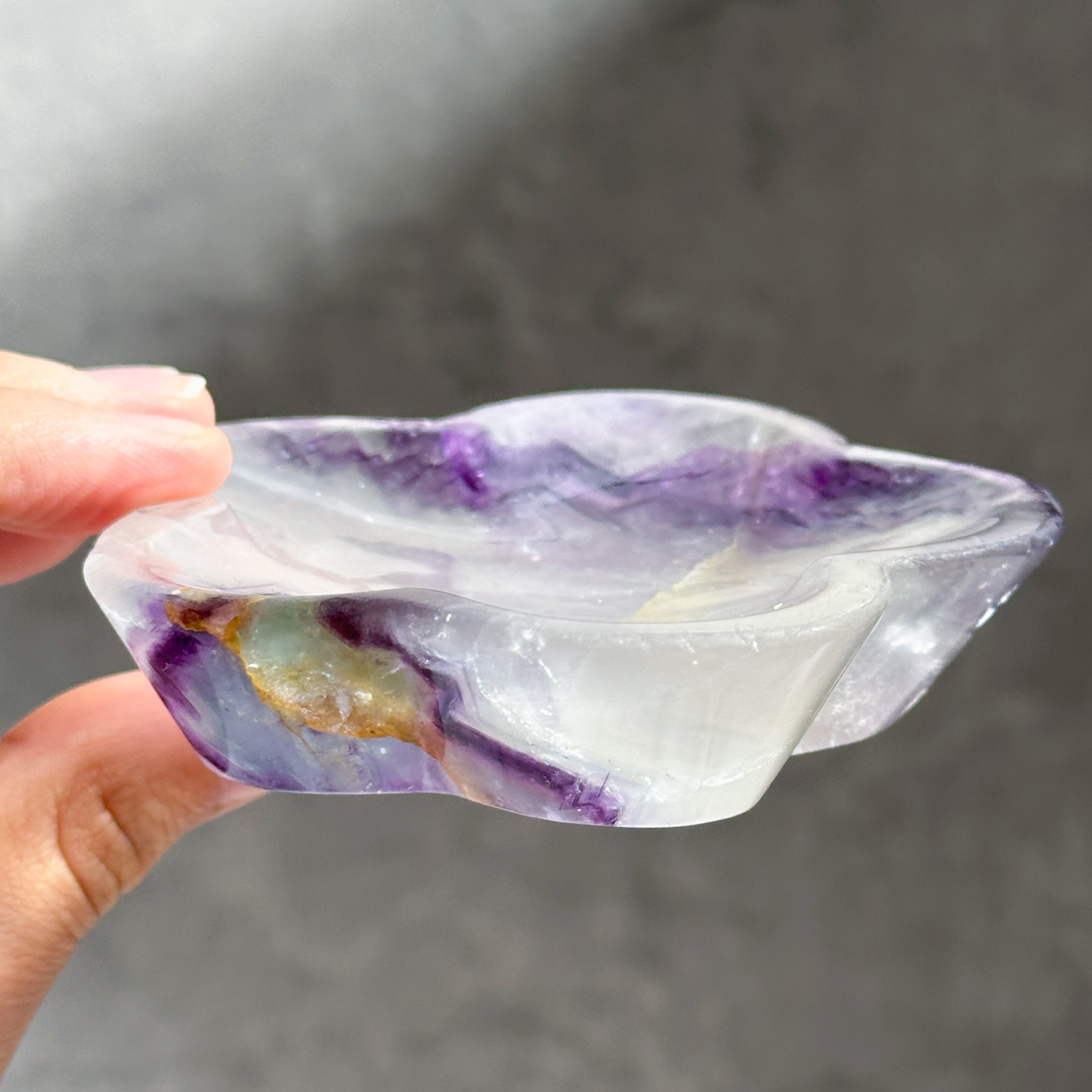 レインボーフローライト花型のうつわ03◇ RainbowFluorite ◇天然石