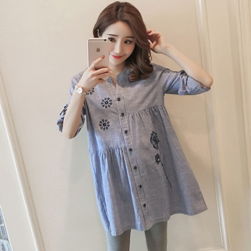 【新作】【送料無料】 マタニティ服Vネックフローラル春秋ルーズスタイリッシュドレス妊婦イージーマッチングママドレス スプリング 春物 オータム 秋物 花柄 AL expec324195353571