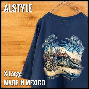 【ALSTYLE APPAREL ALSTYLE】メキシコ製 サニベル島 イラスト Tシャツ バックプリントXL ビッグサイズ US古着 アメリカ古着