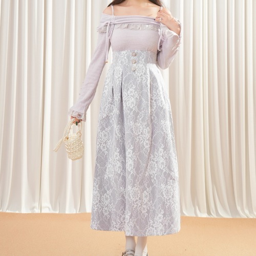 切替レースドロストオフショルワンピ ・71454