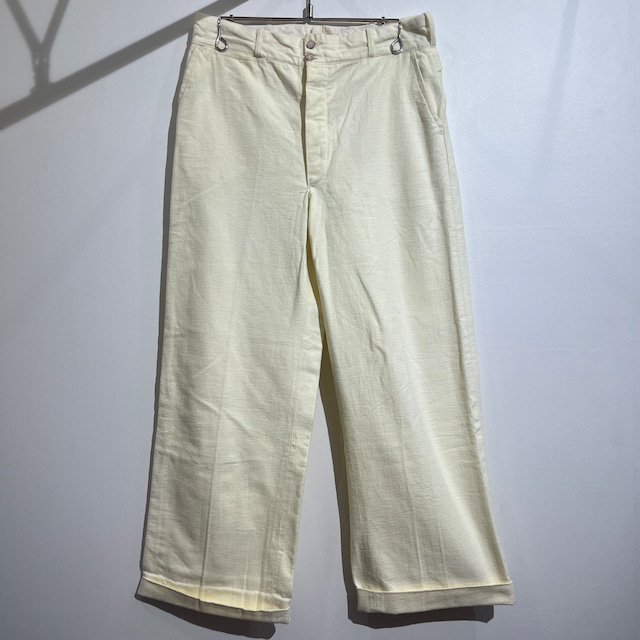 40s 50s A Wellington Fabric Cotton Flannel Pants 40年代 50年代 コットン フランネル パンツ ワークパンツ 白 ホワイト W30L26.5
