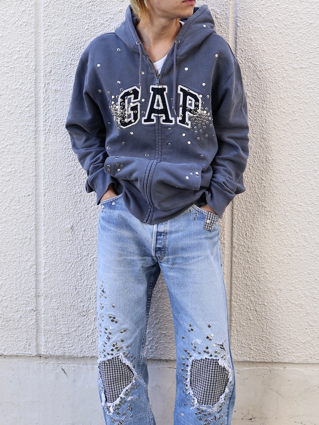 【Hannah Creak/26aw】Studded Hoodie gap body blue