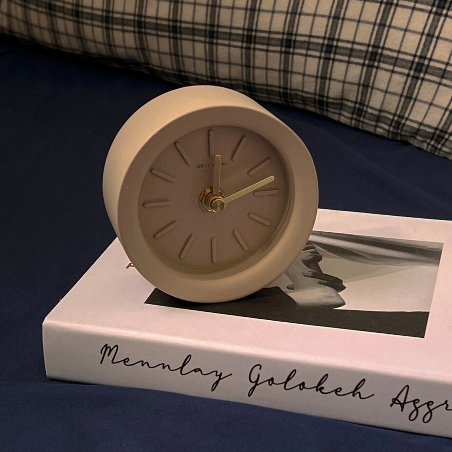 stone beige clock 2types / ストーン ベージュ クロック オブジェ