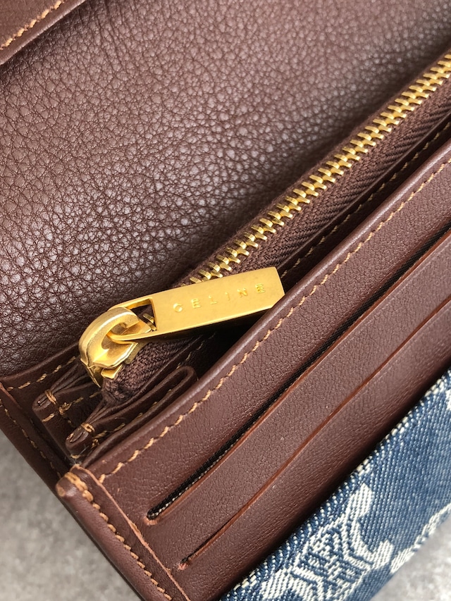 CELINE セリーヌ パリマカダム 財布 インディゴ ブラゾン キャンバス レザー 長財布 vintage ヴィンテージ オールド r2d33g