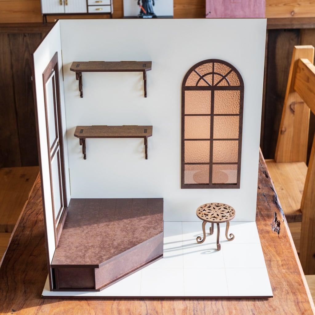 1/6スケールドールハウス洋館玄関ドア、シェルフ、窓 | kkcompany