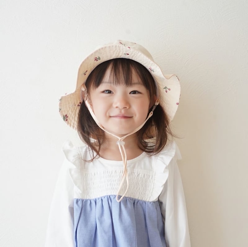 coto cotte コトコト | 刺繍入り日除けハット ベビー帽子 ピンク