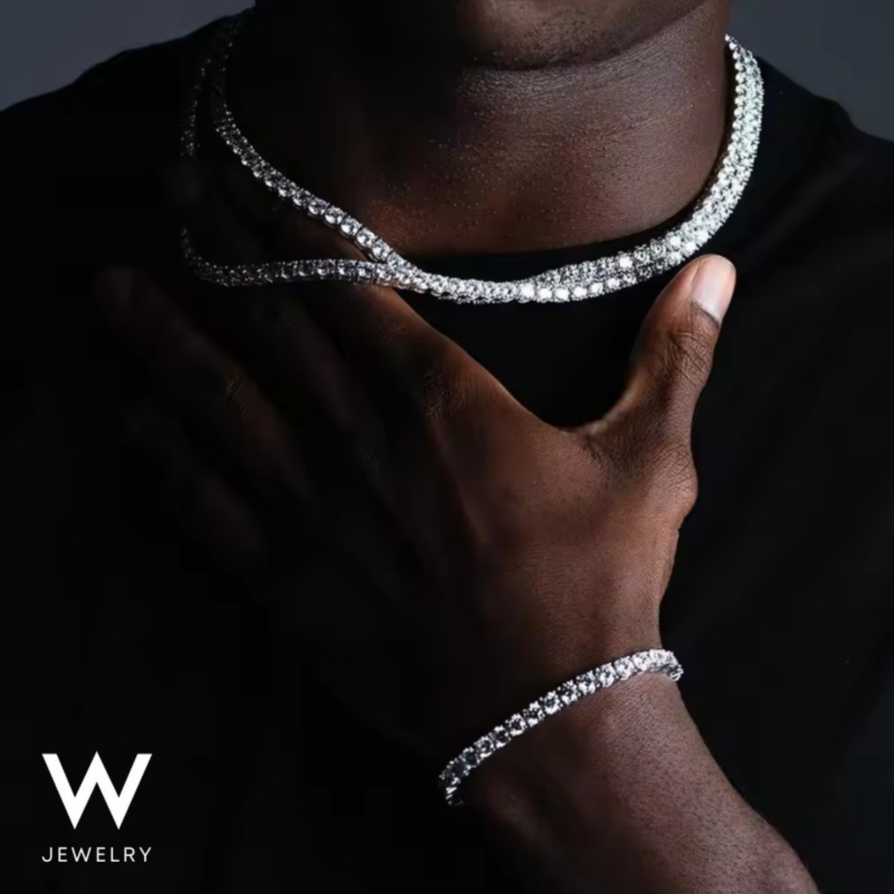 【6.5mm】W Jewelry Moissanite "Tennis Chain Bracelet" Silver - 6