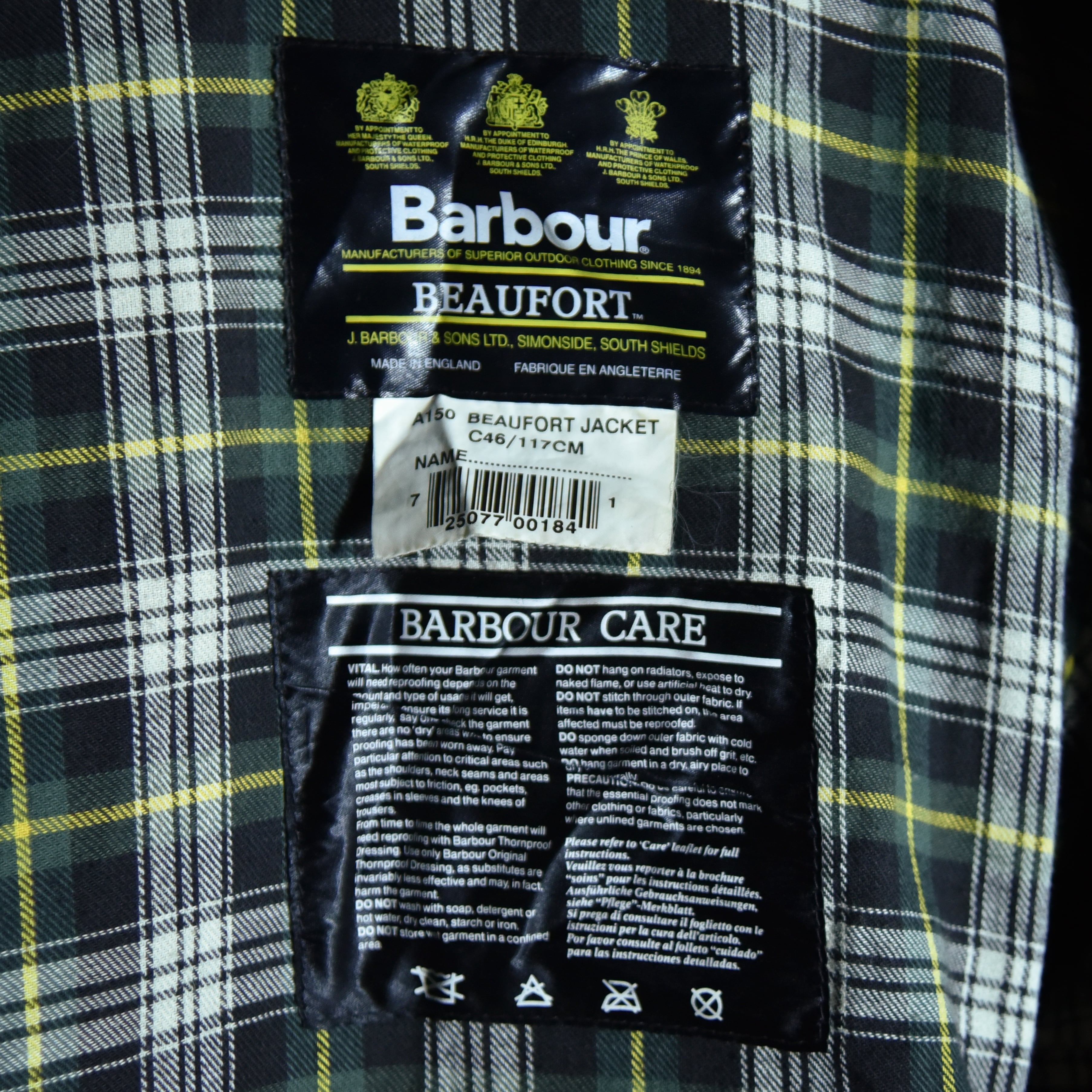 90s Barbour BEAUFORT Size46 バブアー ビューフォート 3ワラント