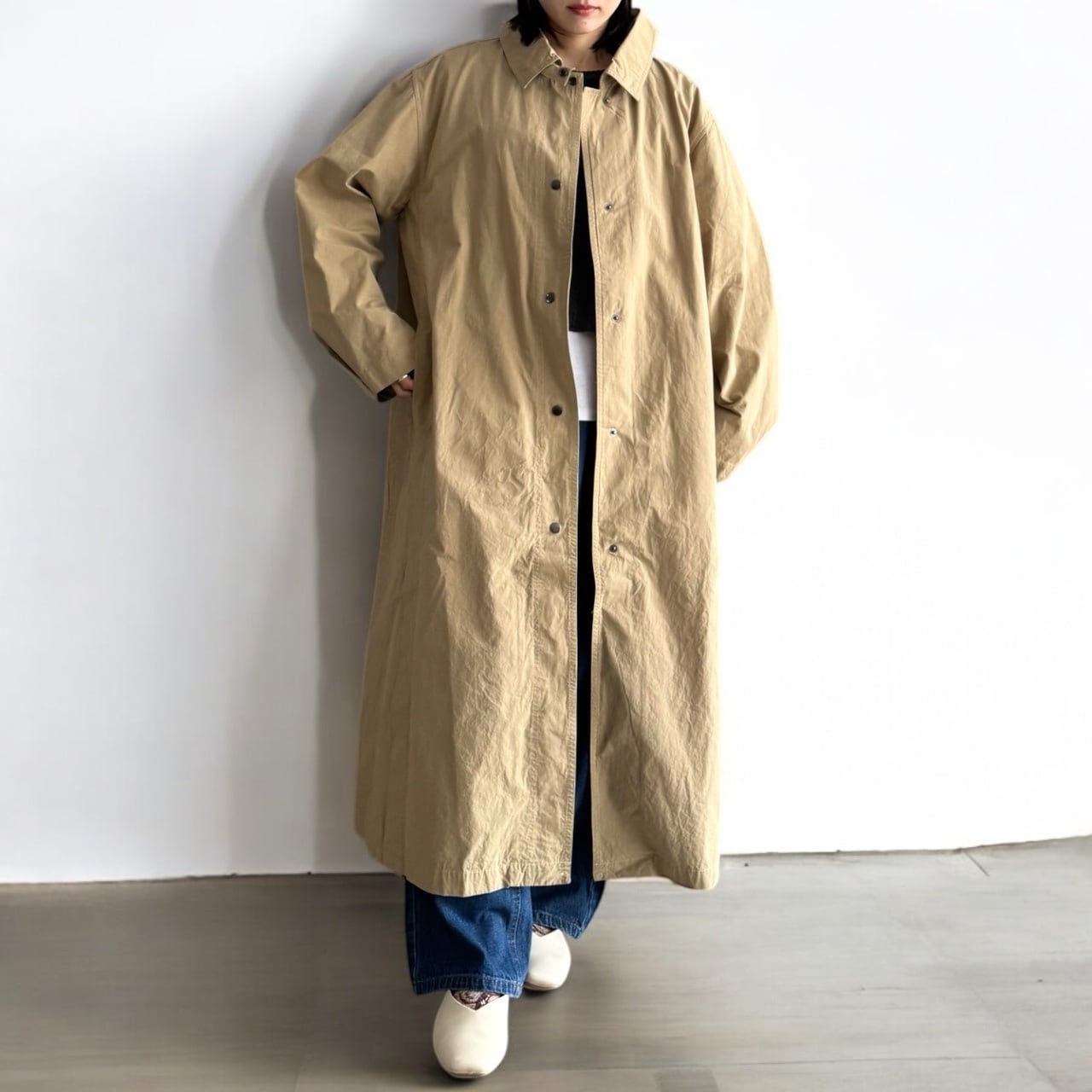 サイドベンツオーバーサイズコットンロングコート | 9 srus pic