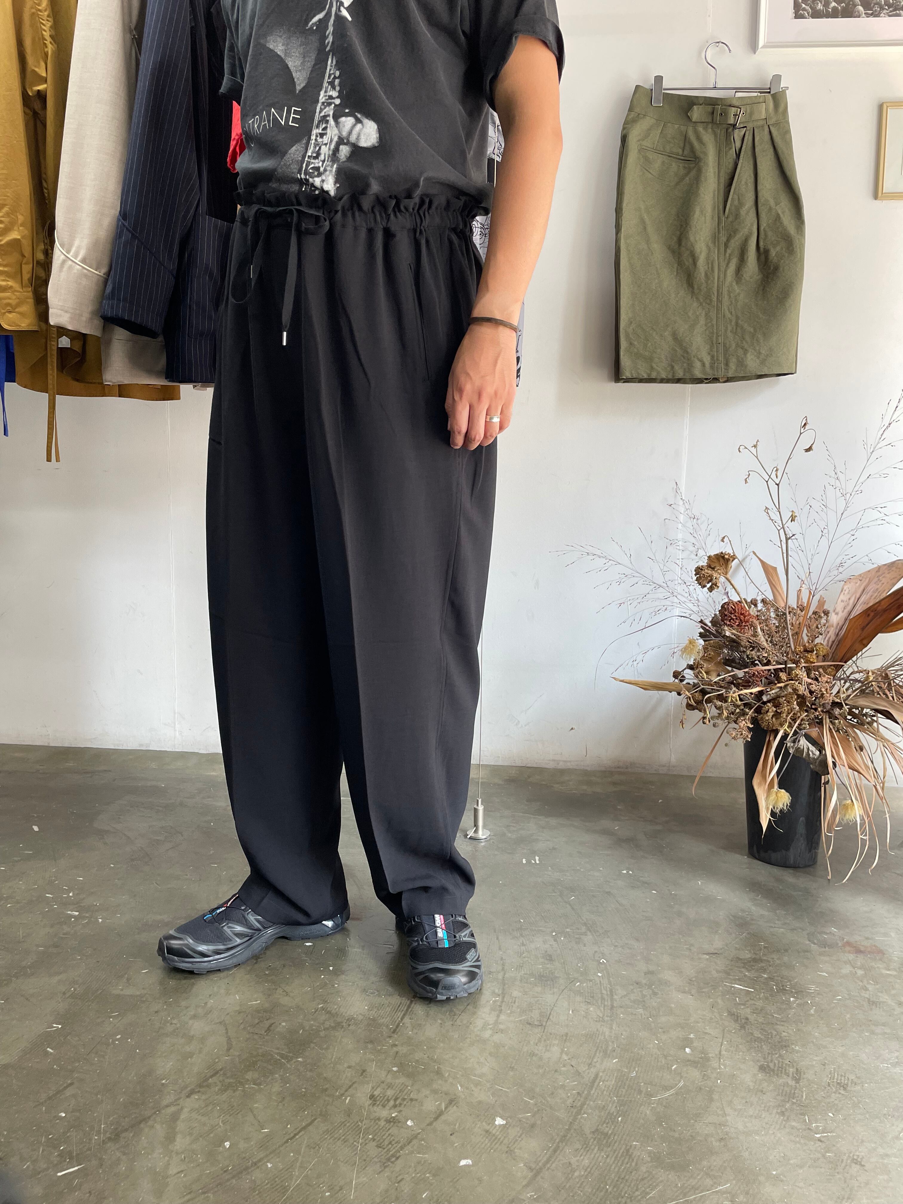 RAINMAKER】MELANGE TWILL DOUGI PANTS_BLACK | marfa store