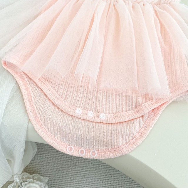 【BABY】レースフリルチュールワンピースロンパース - 12